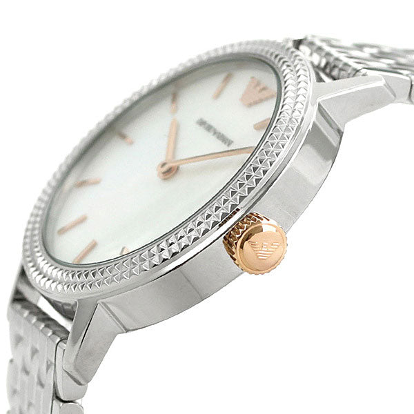 Emporio Armani Interchangeable Analog Mother of Pearl Dial Silver Steel Strap Watch For Women - AR80020