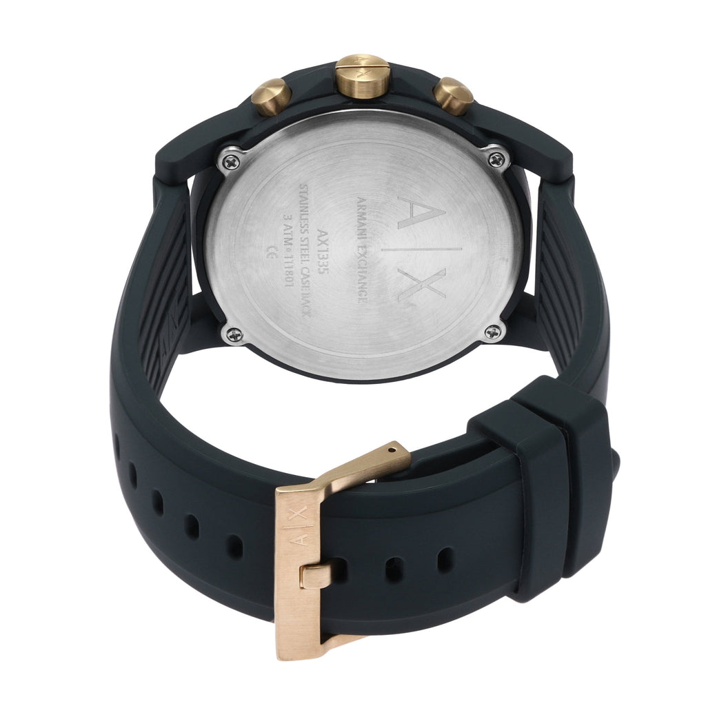 Armani Exchange Outerbanks AX1335 Men's Chronograph Watch – Blue Dial with Blue Silicone Strap