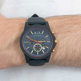 Armani Exchange Outerbanks AX1335 Men's Chronograph Watch – Blue Dial with Blue Silicone Strap