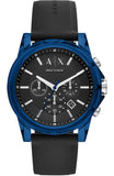 Armani Exchange Outerbanks AX1339 Men's Chronograph Watch – Black Dial with Black Silicone Strap
