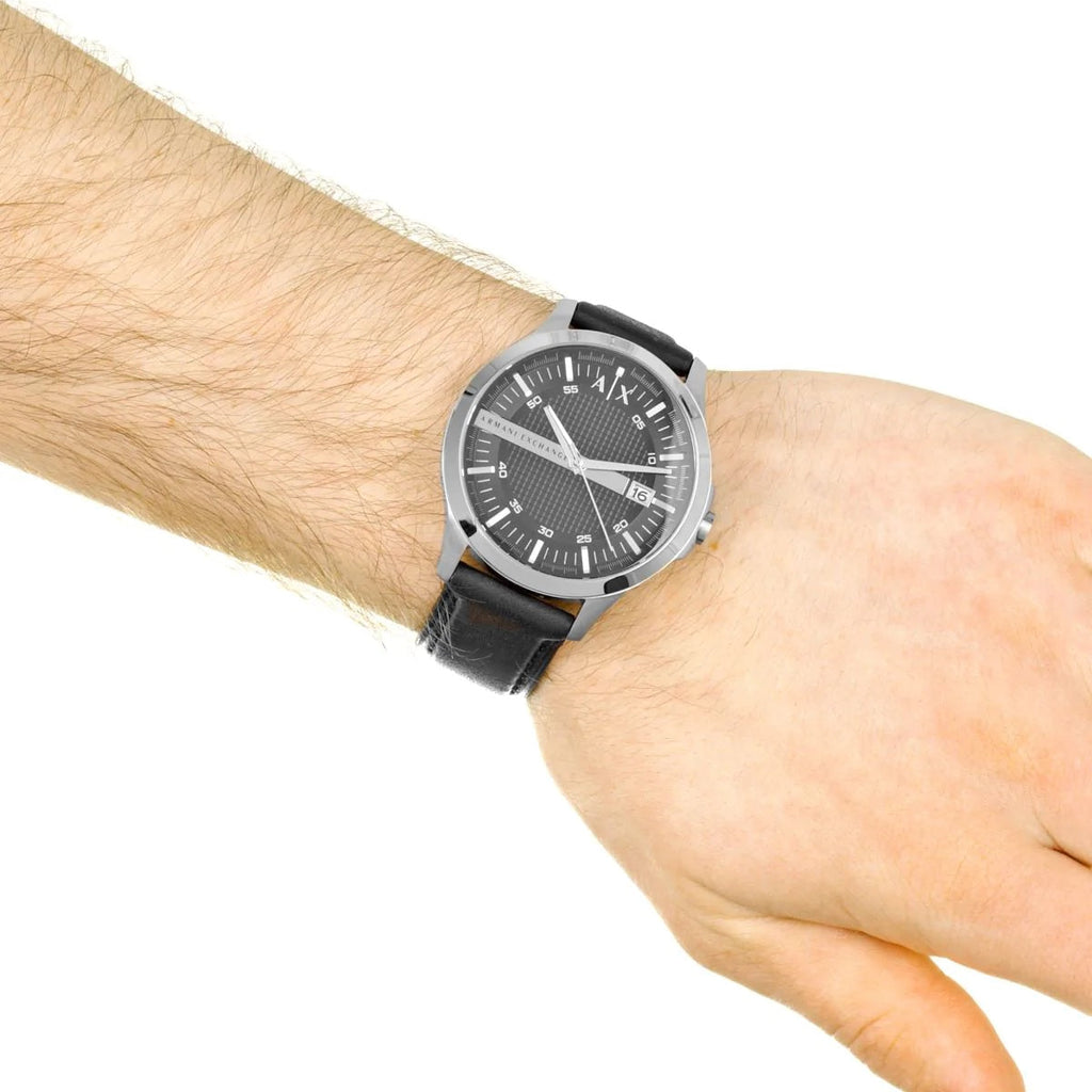 Armani Exchange Hampton AX2101 Men's Chronograph Watch – Classic Black Dial with Black Leather Strap