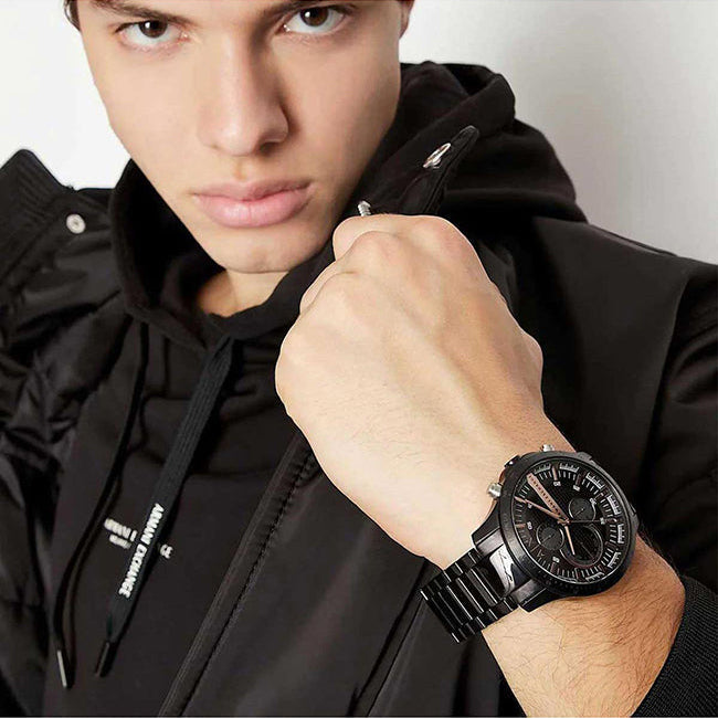 Armani Exchange AX2429 Men's Chronograph Watch – Black Dial with Black Stainless Steel Strap
