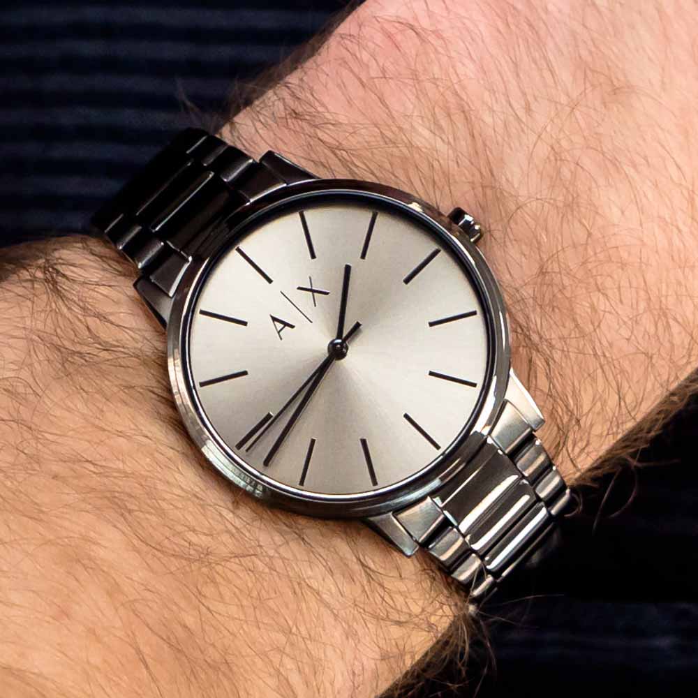 Armani Exchange Cayde AX2722 Men's Analog Watch – Grey Dial with Matching Grey Stainless Steel Strap