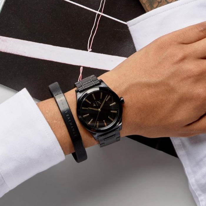 Armani Exchange Nico AX7102 Men's Analog Watch – Bold Black Dial with Black Stainless Steel Strap