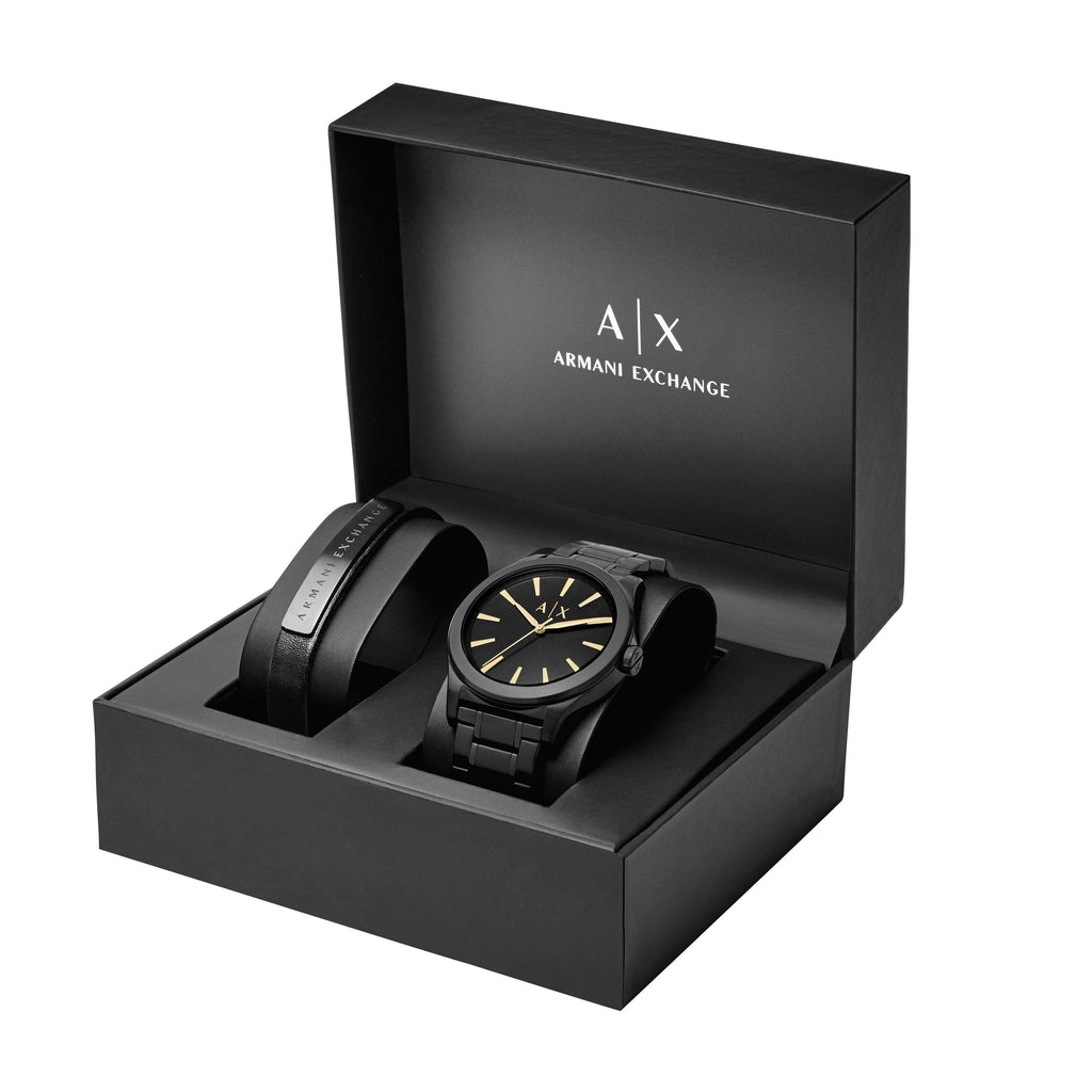 Armani Exchange Nico AX7102 Men's Analog Watch – Bold Black Dial with Black Stainless Steel Strap