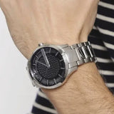 Armani Exchange Hampton Chronograph Black Dial Silver Steel Strap Watch For Men - AX2179