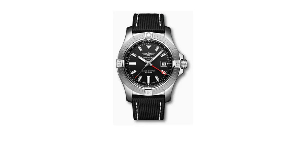 Breitling Avenger Automatic GMT 43 Black Dial Black Nylon Strap Watch for Men - A32397101B1X1