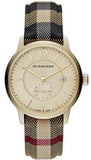 Burberry BU10001 The Classic Round Unisex Watch – Gold Dial & Brown Leather Strap