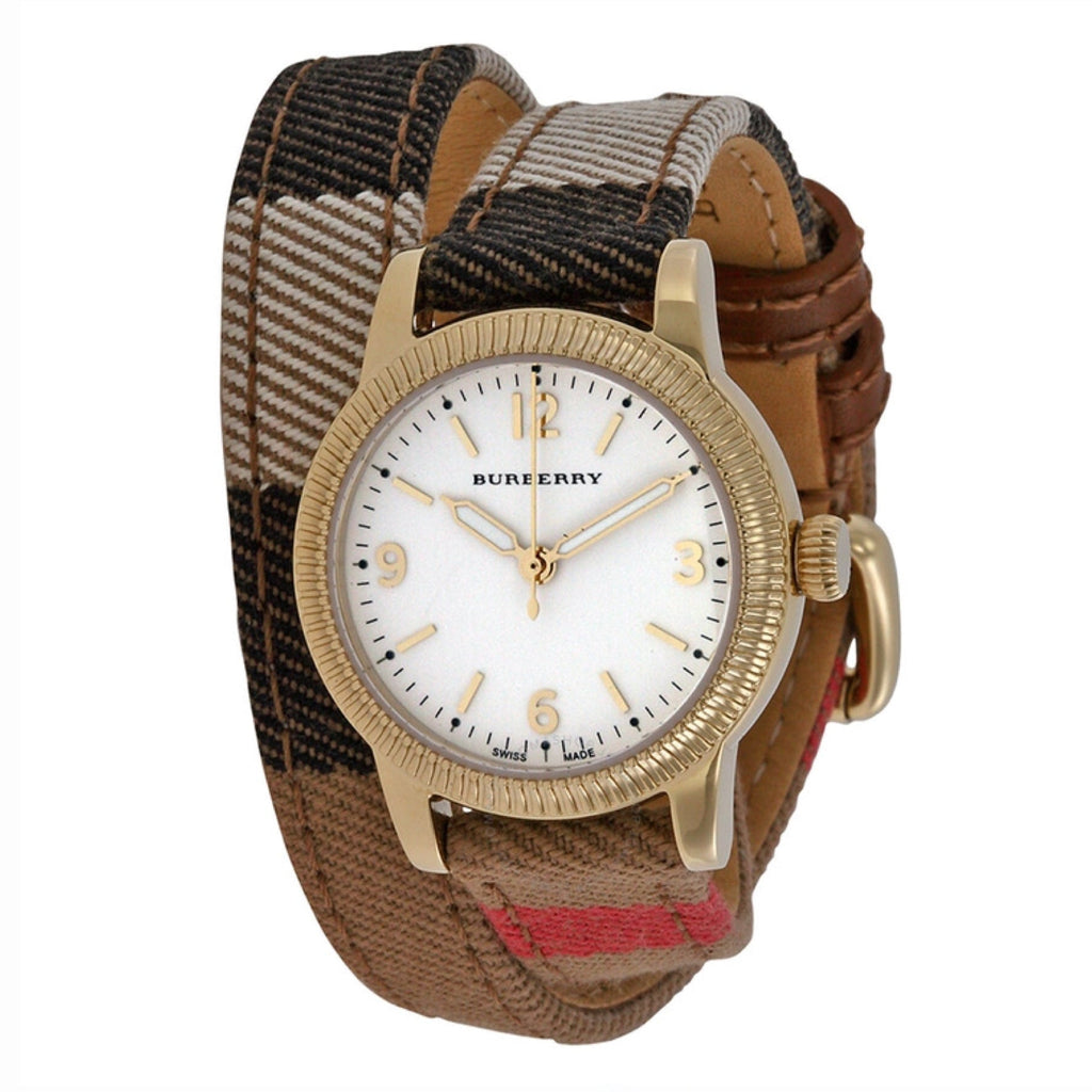 Burberry Utilitarian White Dial Multicolor Leather Strap Watch for Women - BU7851