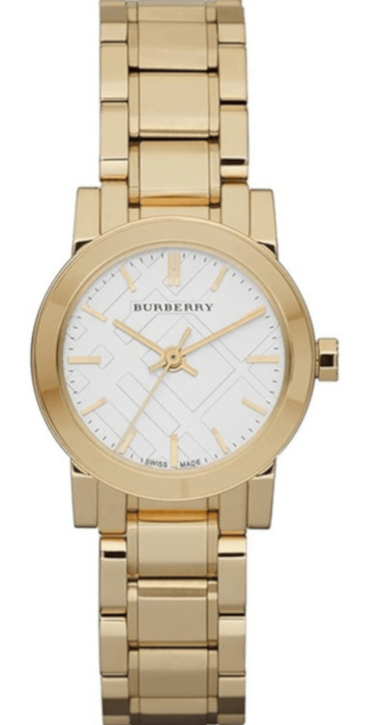 Burberry The City White Dial Gold Steel Strap Watch for Women - BU9103