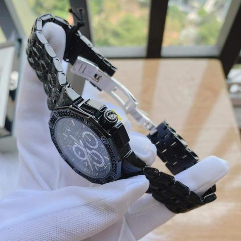 Bulova Octova Chronograph Black Crystal Dial Black Steel Strap Watch for Men - 98C134