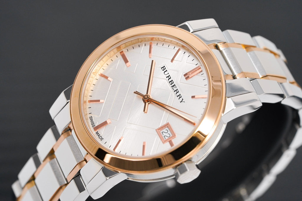 Burberry The City White Dial Two Tone Steel Strap Watch for Women - BU9105