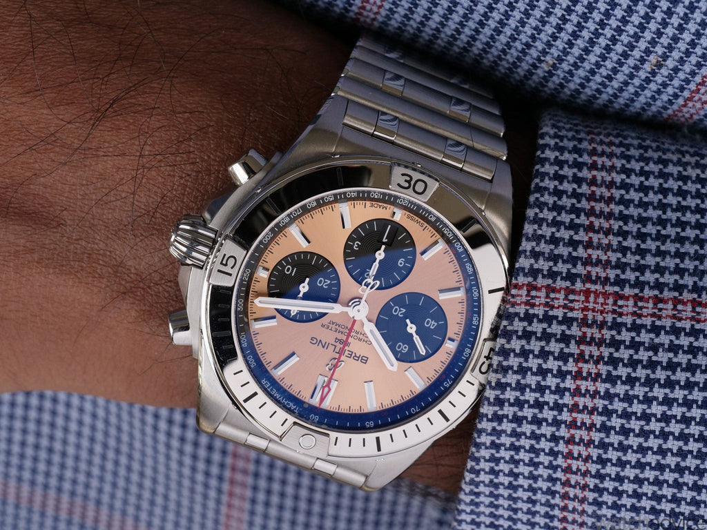 Breitling Chronomat B01 42 Brown Dial Silver Steel Strap Watch for Men - AB0134101K1A1