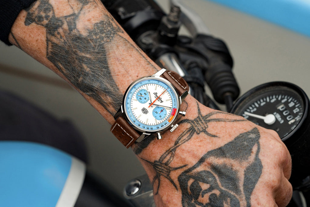 Breitling Top Time Deus Limited Edition White Dial Brown Leather Strap Watch for Men - A233112A1A1X1