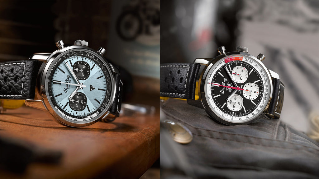 Breitling Top Time B01 Triumph Blue Dial Black Leather Strap Watch for Men - AB01764A1C1X1