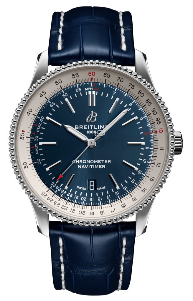Breitling Navitimer 1 Automatic 41mm Blue Dial Blue Leather Strap Mens Watch - A17326211C1P4