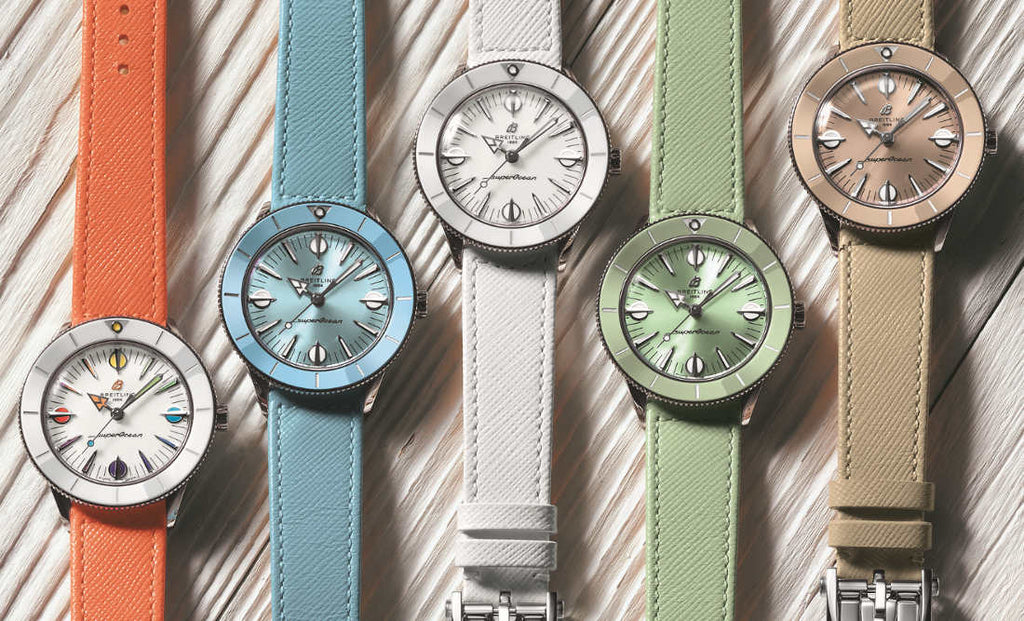 Breitling Superocean Heritage '57 Pastel Paradise Green Dial Green Leather Strap Watch for Women - A10340361L1X1