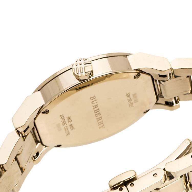 Burberry The City White Dial Gold Steel Strap Watch for Women - BU9103