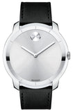 Movado 3600468 Bold Quartz Men's Watch – Silver Dial & Black Leather Strap