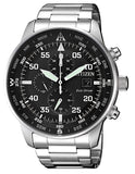 Citizen Eco-Drive Chronograph CA0690-88E Men's Watch – Black Dial with Silver Steel Bracelet