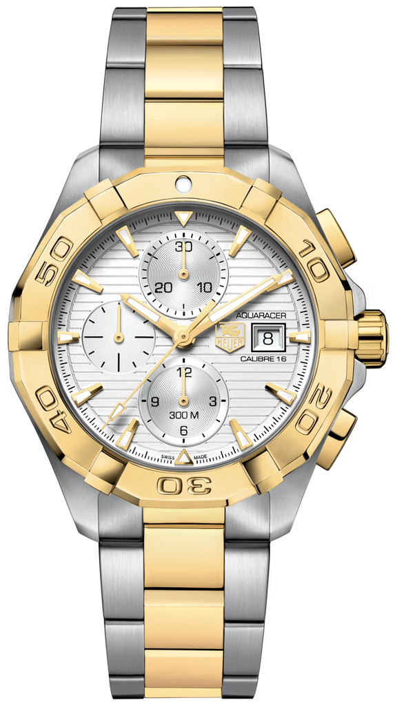Tag Heuer Aquaracer Caliber 16 Automatic White Dial Two Tone Steel Strap Watch for Men - CAY2121.BB0923