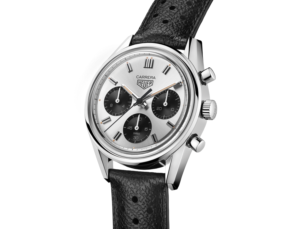 Tag Heuer Carrera Chronograph 60th Anniversary Silver Dial Black Leather Strap Watch for Men - CBK221H.FC8317