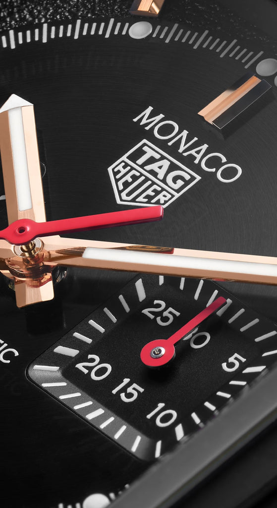 Tag Heuer Monaco Automatic Chronograph Black Dial Black Leather Strap Watch for Men - CBL2180.FC6497