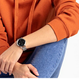 Calvin Klein Even Black Dial Silver Mesh Bracelet Watch for Women - K7B23121