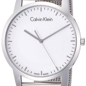 Calvin Klein City Chronograph White Dial Silver Mesh Bracelet Watch for Men - K2G2G126