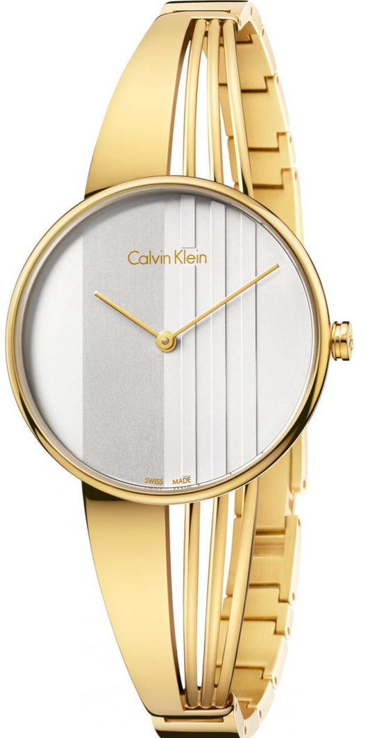 Calvin Klein Drift Silver Dial Gold Steel Strap Watch for Women - K6S2N516