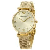 Emporio Armani Retro Gold Dial Gold Mesh Bracelet Watch For Women - AR1957