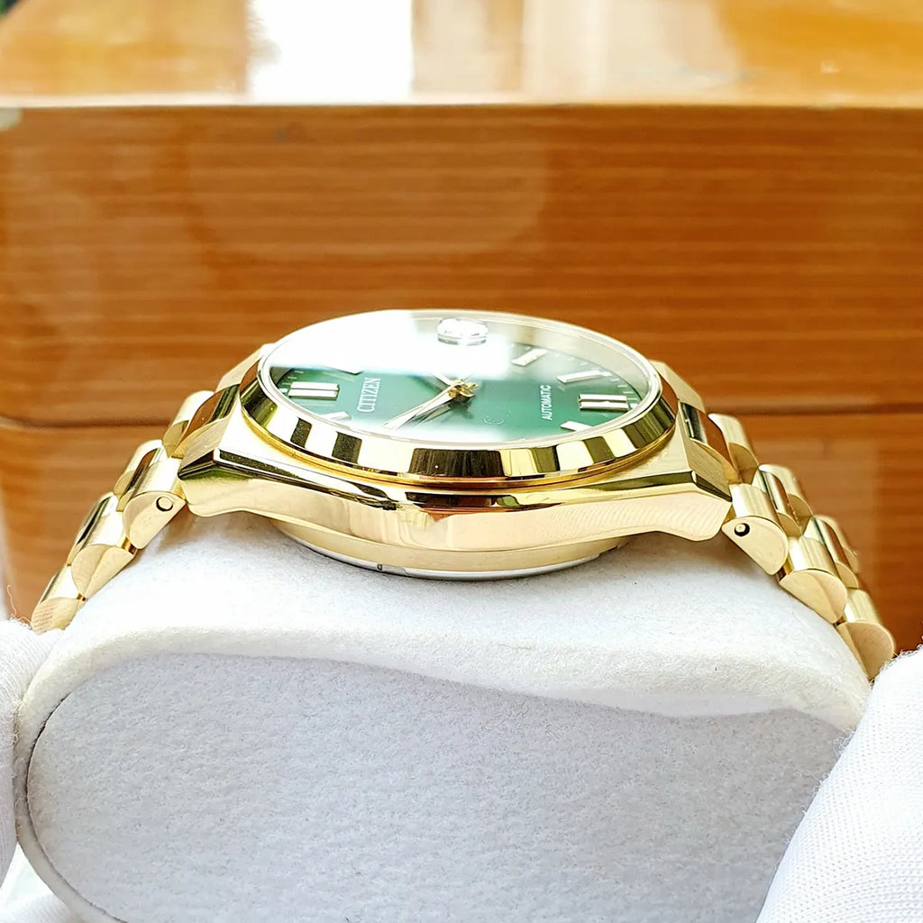 Citizen Tsuyosa NJ0152-51X Men's Automatic Watch – Green Dial with Gold Steel Strap