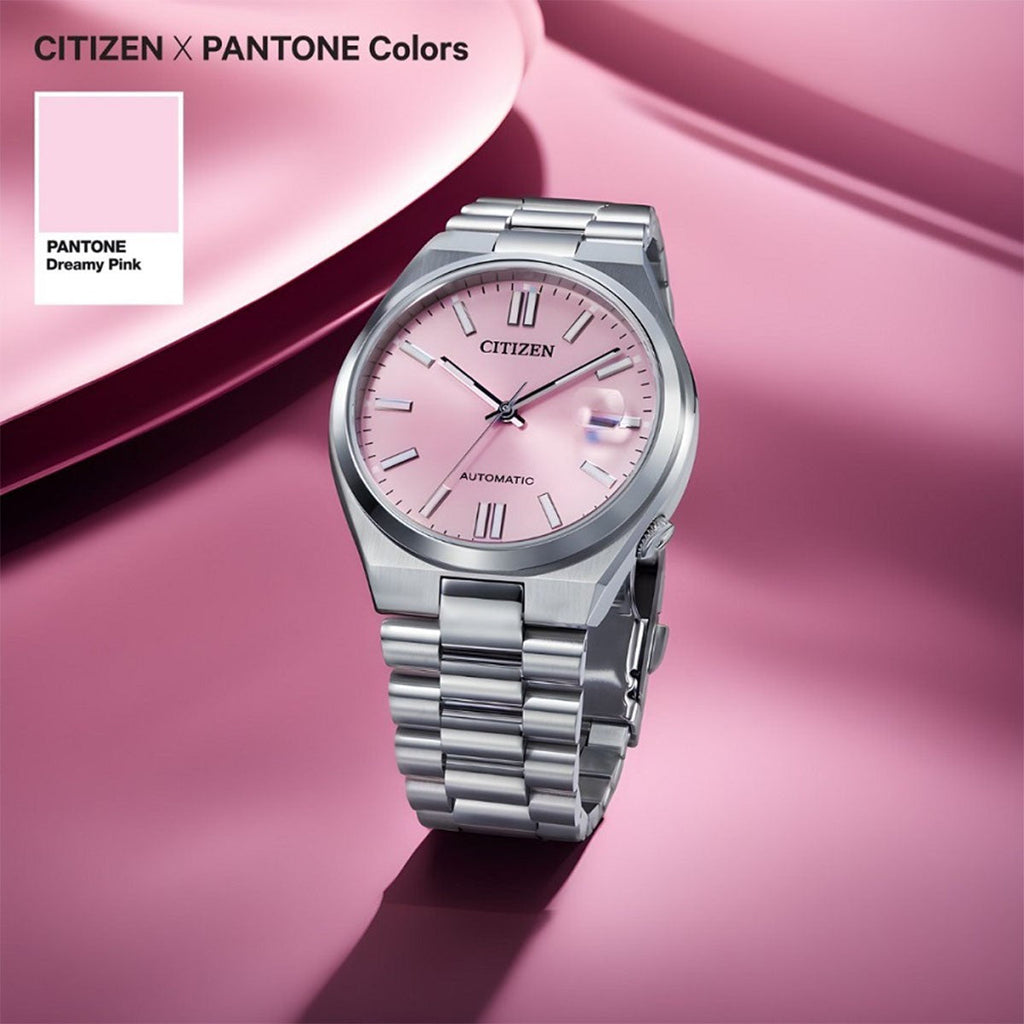 Citizen x Pantone Automatic Dreamy Pink Dial Silver Steel Strap Watch For Men - NJ0158-89X