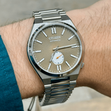 Citizen Tsuyosa NK5010-51X Men's Automatic Watch – Yellow Dial with Titanium Case & Silver Steel Strap