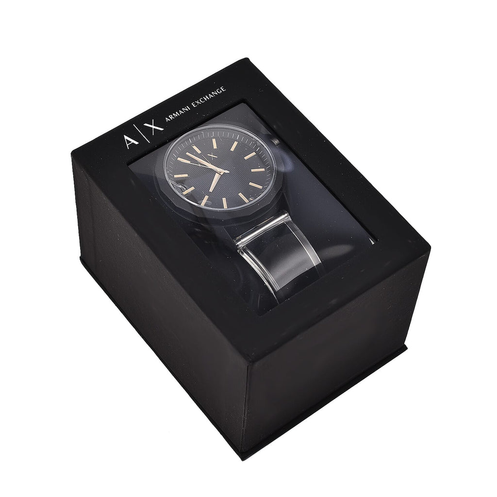Armani Exchange Nico AX7102 Men's Analog Watch – Bold Black Dial with Black Stainless Steel Strap