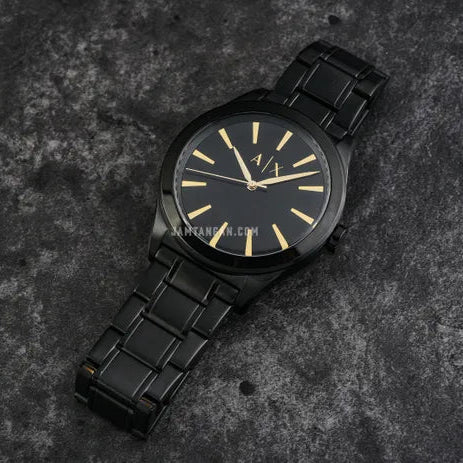 Armani Exchange Nico AX7102 Men's Analog Watch – Bold Black Dial with Black Stainless Steel Strap