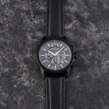 Armani Exchange Banks AX1724 Men's Chronograph Watch – Black Dial with Black Leather Strap