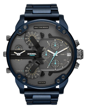 Diesel Daddy 2.0 Chronograph Grey Dial Blue Steel Strap Watch For Men - DZ7414