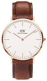 Daniel Wellington DW00100006 Classic St Mawes Men’s Watch – White Dial with Brown Leather Strap