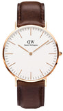 Daniel Wellington DW00100009 Classic Bristol Men’s Watch – White Dial with Brown Leather Strap