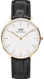 Daniel Wellington DW00100041 Classic Reading Women’s Watch – White Dial with Black Leather Strap