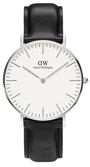 Daniel Wellington Classic Sheffield White Dial Black Leather Strap Watch For Women - DW00100053