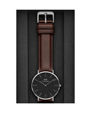Daniel Wellington Classic Bristol Black Dial Brown Leather Strap Watch For Men - DW00100131