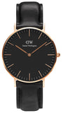 Daniel Wellington Classic Sheffield DW00100139 Women's Watch – Black Dial with Black Leather Strap