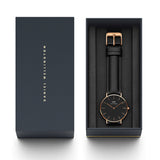 Daniel Wellington Classic Sheffield Black Dial Black Leather Strap Watch For Women - DW00100139