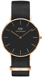 Daniel Wellington Classic Cornwall DW00100148 Women's Watch – Black Dial with Black Nylon Strap