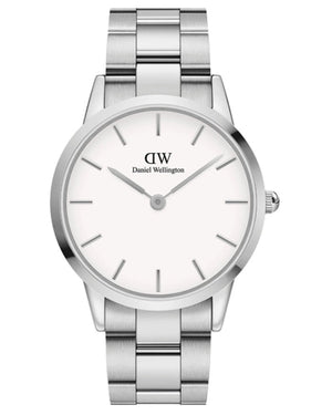 Daniel Wellington Iconic White Dial Silver Steel Strap Watch For Men - DW00100341