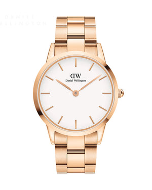 Daniel Wellington Iconic Link White Dial Gold Steel Strap Watch For Men - DW00100343