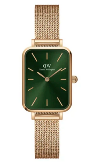 Daniel Wellington Pressed Melrose Emerald Green Rose Gold Mesh Strap Watch For Women - DW00100445
