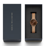 Daniel Wellington DW00100476 Petite Amber Women's Watch – Brown Dial & Gold Mesh Strap
